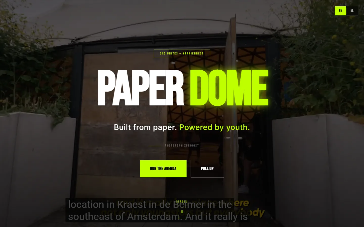 De homepage van Paper Dome